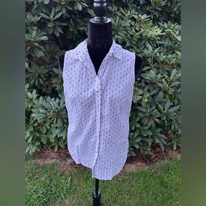 Croft & Barrow White Sleeveless Button Down Shirt